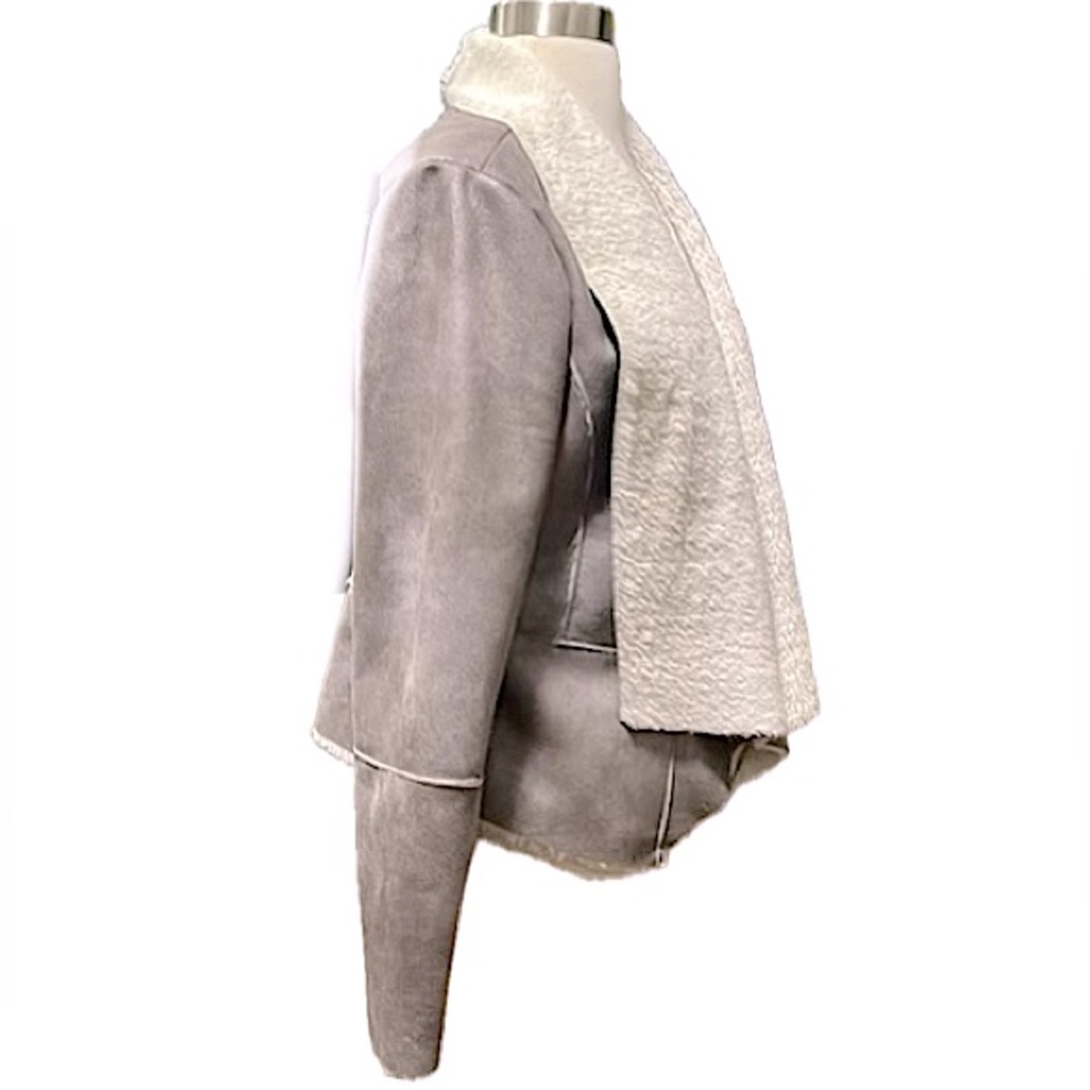 Cache Metallic Shearling Lined Jacket In Silver R… - image 4